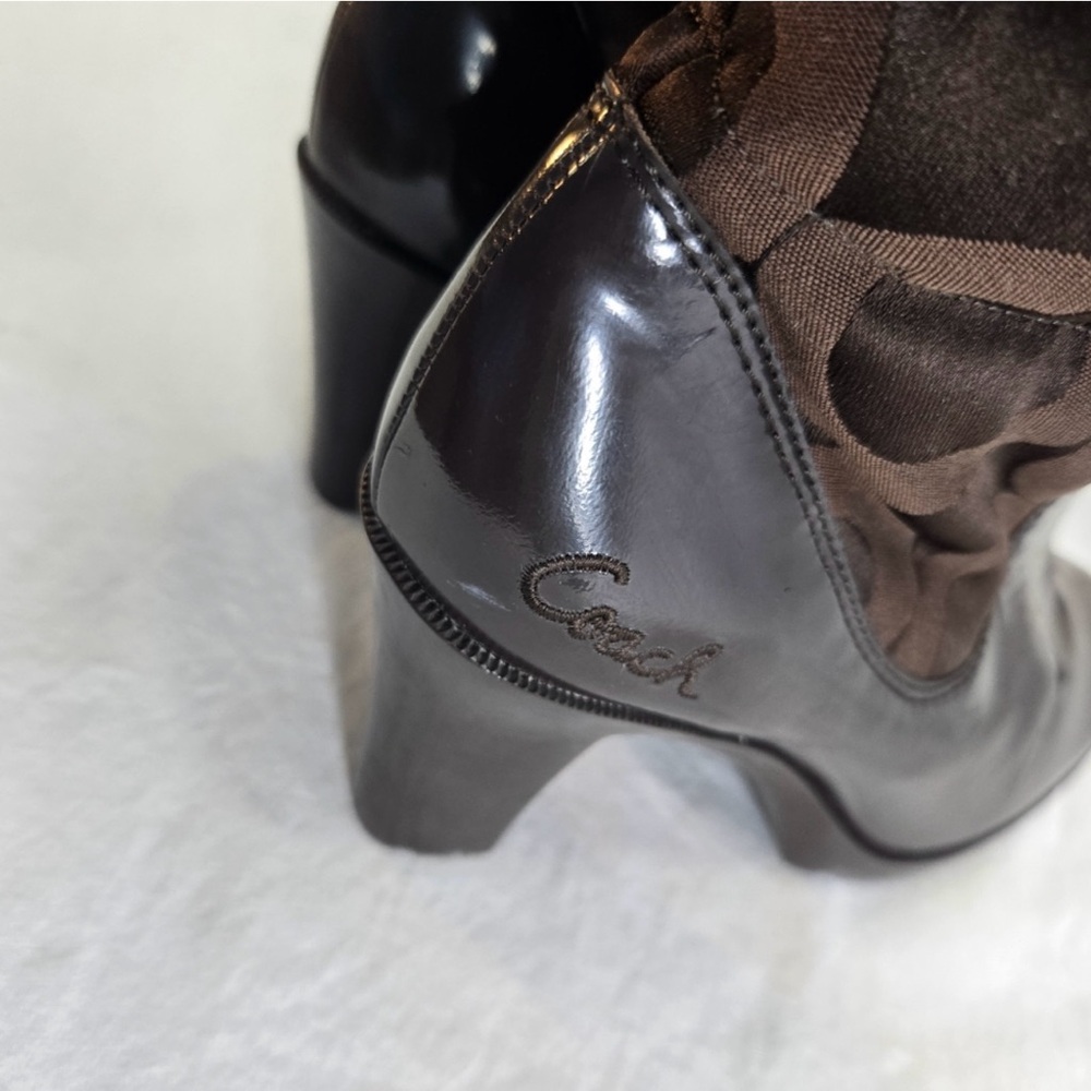Coach Brown Patterned Heeled Boots - Picture 4 of 8